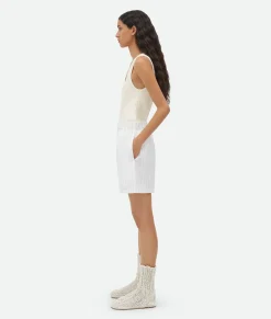 Bottega Veneta Cotton Pinstripe Shorts White / Beige