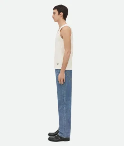 Bottega Veneta Cotton Rib Jersey Tank Top Chalk Clearance