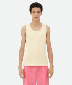 Bottega Veneta Cotton Rib Tank Top With Label Soap Sale