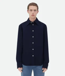Bottega Veneta Cotton Shirt With Top Stitching Abyss Sale