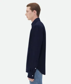 Bottega Veneta Cotton Shirt With Top Stitching Abyss Sale