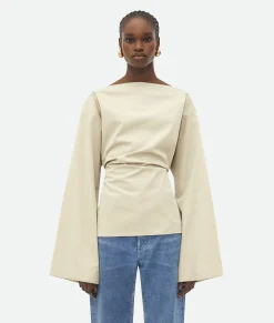 Bottega Veneta Cotton Silk Top Rock Sale