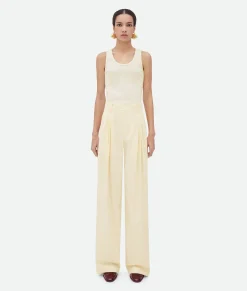 Bottega Veneta Cotton Silk Trousers Parchment