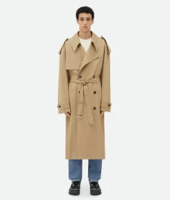 Bottega Veneta Cotton Trench Coat Sand Clearance