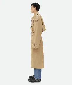 Bottega Veneta Cotton Trench Coat Sand Clearance