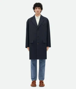 Bottega Veneta Cotton Twill Coat Dark night Best