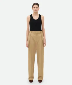 Bottega Veneta Cotton Twill Tapered Trousers Desert taupe