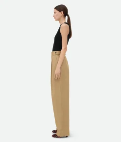 Bottega Veneta Cotton Twill Tapered Trousers Desert taupe