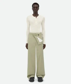 Bottega Veneta Cotton Twill Trousers Travertine Clearance