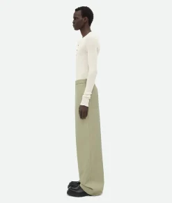 Bottega Veneta Cotton Twill Trousers Travertine Clearance