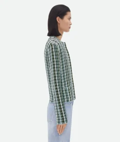 Bottega Veneta Cotton Viscose Check Jacket Black/brown/mint Hot