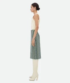 Bottega Veneta Cotton Viscose Check Skirt Black/brown/mint Hot