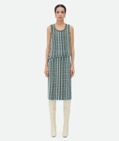 Bottega Veneta Cotton Viscose Check Top Black/brown/mint Best