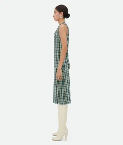 Bottega Veneta Cotton Viscose Check Top Black/brown/mint Best