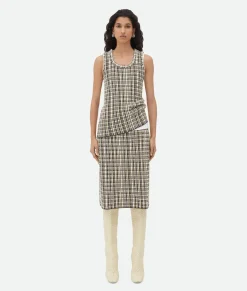 Bottega Veneta Cotton Viscose Check Top Yellow/khaki/black Clearance