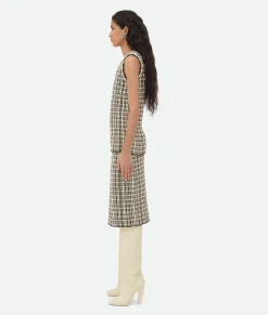 Bottega Veneta Cotton Viscose Check Top Yellow/khaki/black Clearance
