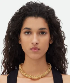 Bottega Veneta Crochet Necklace Yellow gold Hot