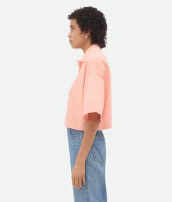 Bottega Veneta Cropped Cotton Piquet Polo Powder pink Outlet