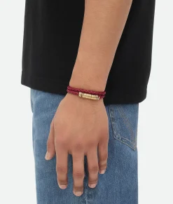 Bottega Veneta Curl Leather Bracelet Dark red Clearance