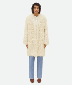 Bottega Veneta Curly Shearling Coat Ivory Discount