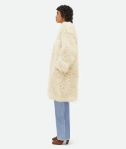 Bottega Veneta Curly Shearling Coat Ivory Discount