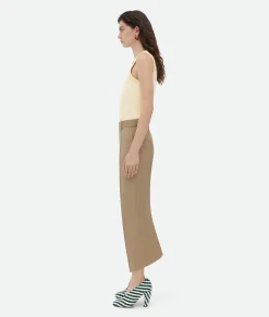 Bottega Veneta Curved Cotton Trousers Sesame Best