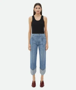 Bottega Veneta Curved Shape Vintage Indigo Denim Mid blue Hot