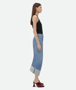 Bottega Veneta Curved Shape Vintage Indigo Denim Mid blue Hot