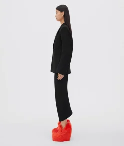 Bottega Veneta Curved Sleeves Compact Wool And Satin Jacket Black Outlet