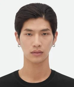 Bottega Veneta Detail Hoop Earrings Silver Clearance