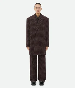 Bottega Veneta Diagonal Boucle Pinstripe Coat Fondant/red New