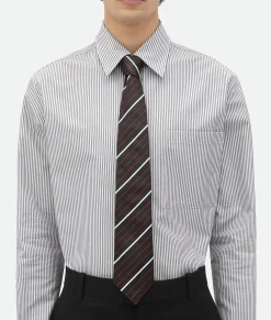 Bottega Veneta Diagonal Printed Leather Stripe Tie Black/white/red Outlet