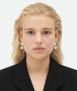 Bottega Veneta Drop Earrings Silver New