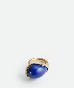 Bottega Veneta Drop Ring With Stone Lapis Discount