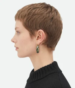 Bottega Veneta Ellipse Small Ceramic Earrings Yellow/black/white
