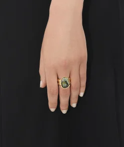 Bottega Veneta Ellipse Small Ceramic Ring Yellow/black/white Best