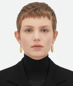 Bottega Veneta Ellipse Small Earrings Silver/yellow gold Outlet