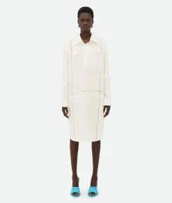Bottega Veneta English Embroidery Linen Dress Chalk Outlet