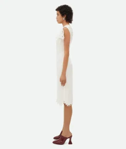 Bottega Veneta English Embroidery Viscose And Silk Dress Chalk Online