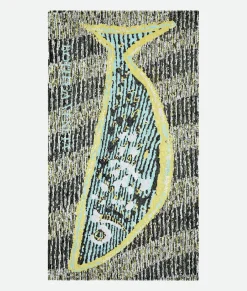 Bottega Veneta Fish Jacquard Beach Towel Blue/yellow Outlet