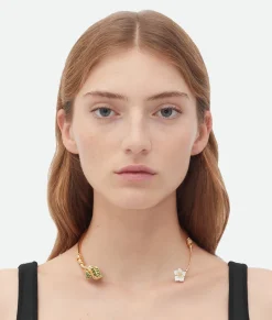 Bottega Veneta Flower Necklace Avocado Outlet