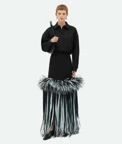 Bottega Veneta Fluid Viscose Organza Skirt Black/arctic Online