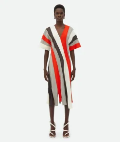 Bottega Veneta Fluid Viscose Stripe Dress Multicolor Online