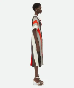 Bottega Veneta Fluid Viscose Stripe Dress Multicolor Online