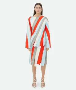 Bottega Veneta Fluid Viscose Stripe Top Multicolor New