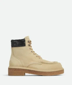 Bottega Veneta Haddock Lace-Up Ankle Boot Saturn/black New