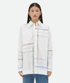 Bottega Veneta Handkerchief Cotton Shirt White/blue/green/taupe Online