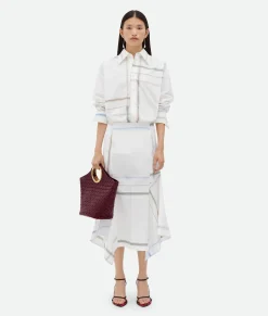 Bottega Veneta Handkerchief Cotton Skirt White/blue/green/taupe New