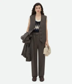 Bottega Veneta Houndstooth Wool Gilet With Label Brown/blue/yellow Best