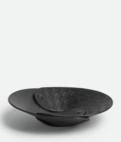Bottega Veneta Interlocking Leather Tray - M Black Hot